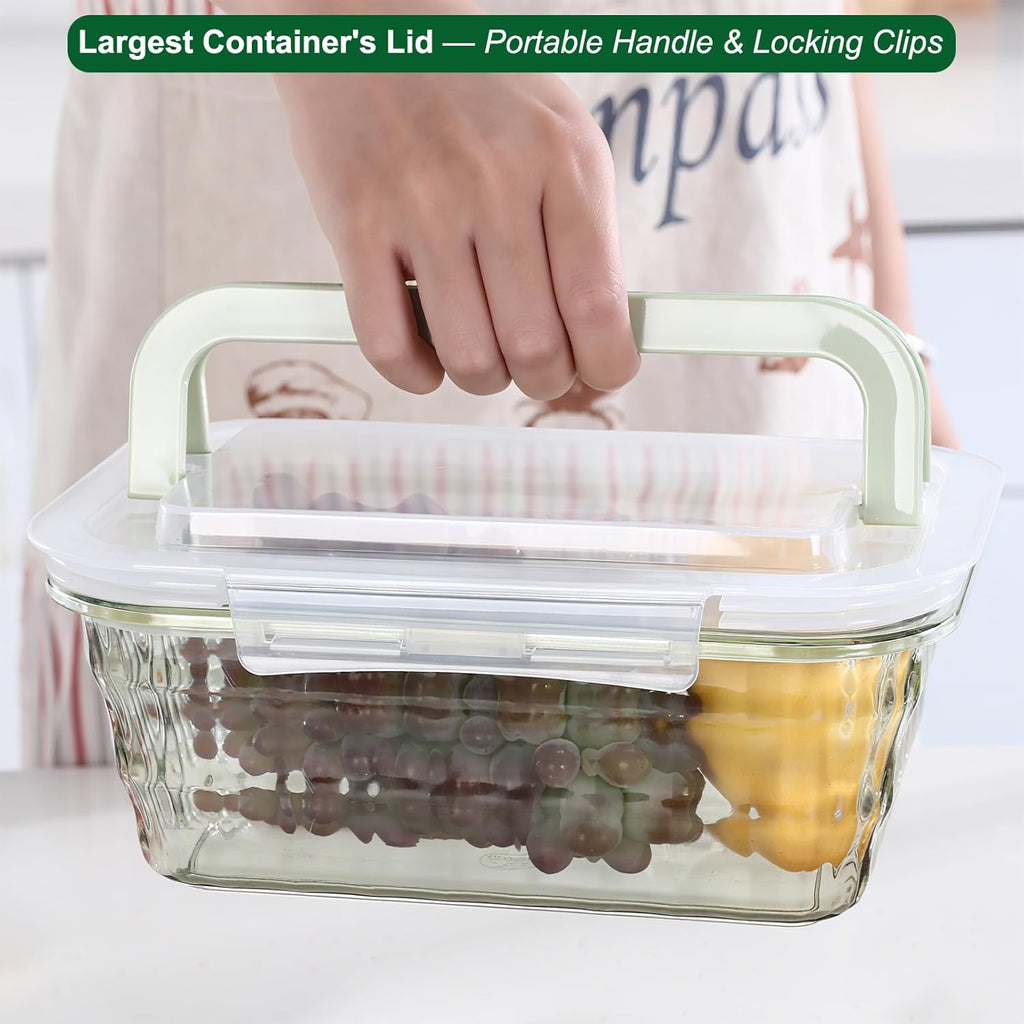 Taiuloo Set of 3 Food Storage Containers with Lids & Handle, BPA Free Plastic Meal Prep & Salad Bowl Containers To Go for Lunch, Salad Serving Bowls for Snack, Fruit, Veggie, Pink