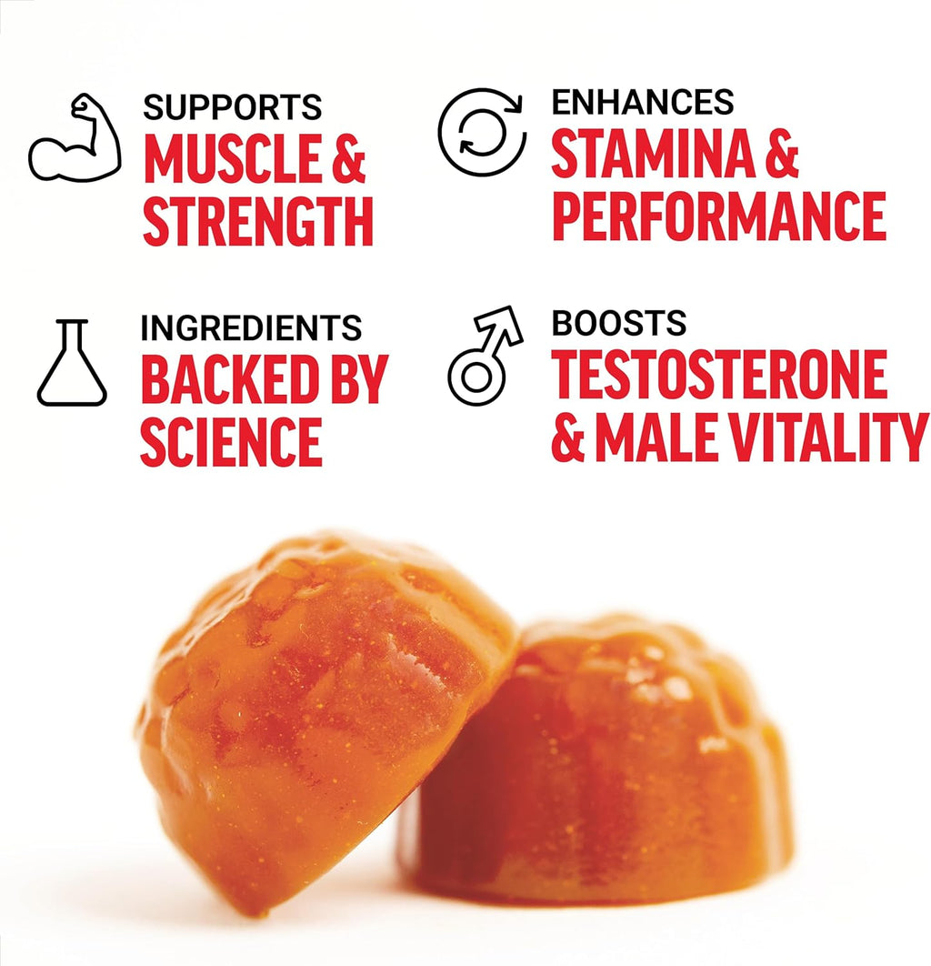 Force Factor Test X180 Gummies Testosterone Booster for Men with Tongkat Ali, Horny Goat Weed, Tribulus Terrestris, Fenugreek, & Black Maca, Testosterone Supplement for Men, Berry Punch, 60 Gummies