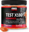 Force Factor Test X180 Gummies Testosterone Booster for Men with Tongkat Ali, Horny Goat Weed, Tribulus Terrestris, Fenugreek, & Black Maca, Testosterone Supplement for Men, Berry Punch, 60 Gummies